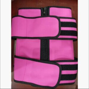 pink double band latex waist trainer